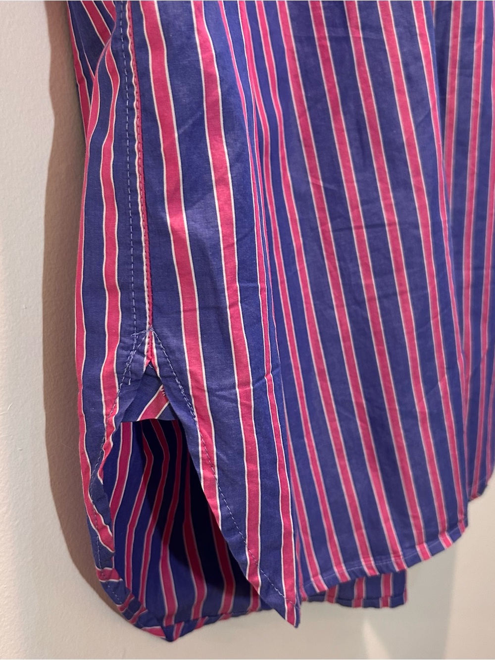 J.Crew Tall Striped Button-Down Cotton Shirtdress Blue Pink - Picture 10 of 12
